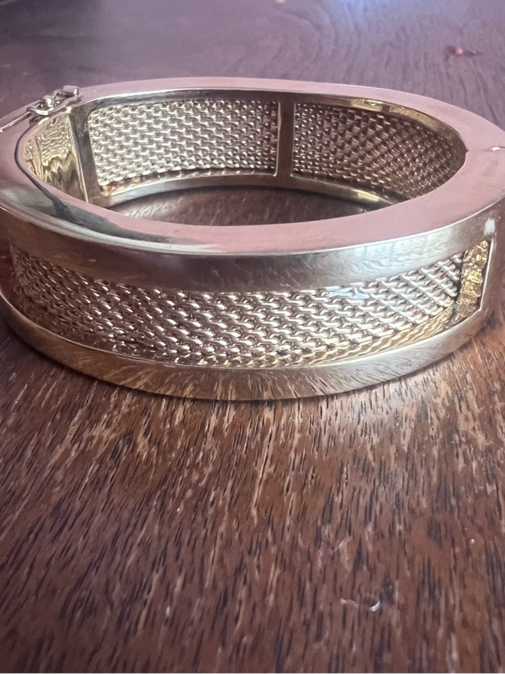 Ralph Lauren Gold Tone Mesh Hinged Bangle Bracelet